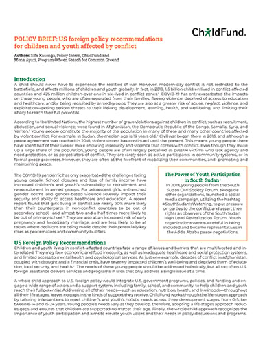 Whole Child Conflict Policy Brief